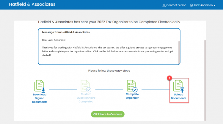 Upload documents- welcome page